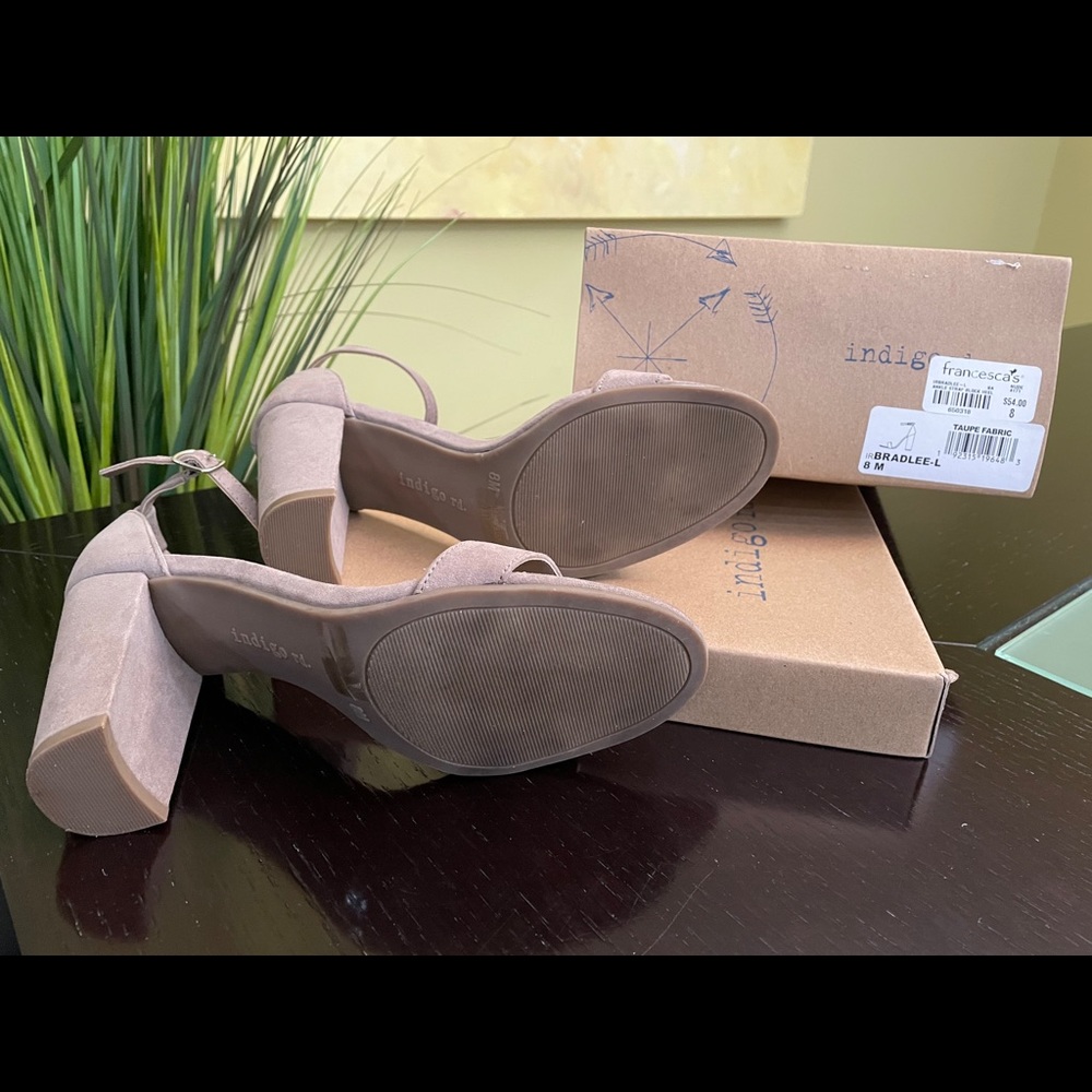 Indigo  angle strap block heel